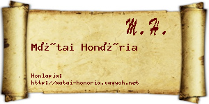 Mátai Honória névjegykártya